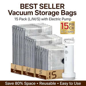 Vacuum Bags for Travel with Rechargeable air Pump,
