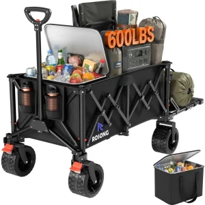 Extra Large Heavy-Duty Collapsible Beach Wagon with 14 Gallon Cooler Bag