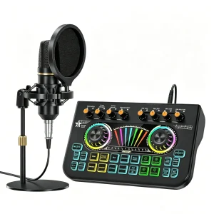 Podcast Equipment Bundle with 3.5mm Condenser Microphone for Pc/Phone